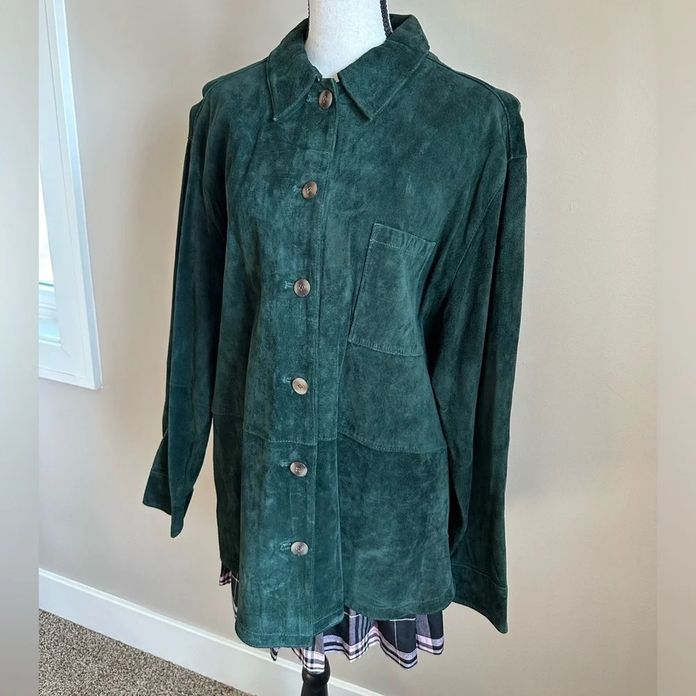 Vintage The Limited Classic 100% Leather Green Suede Jacket Women’s Medium
